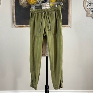 Zara Womens Olive Green High Rise Drawstring Jogger Pants Size XS
